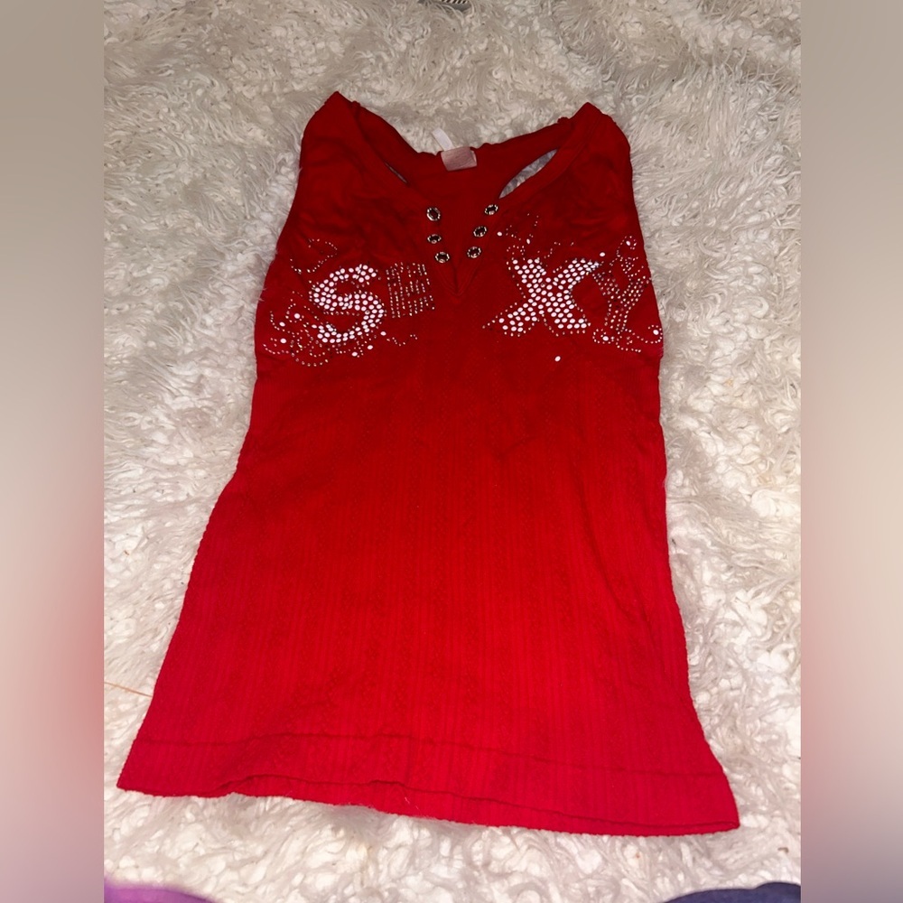 $10 3/$15 
itong tank top red SEXY YBack small 87